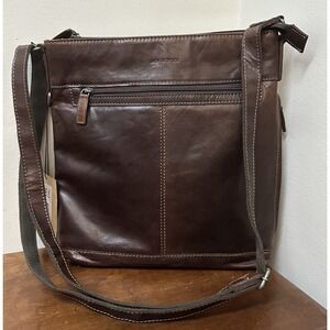 JACK GEORGES Voyager Crossbody Bag #7312 Brown Buffalo Leather Unisex NEW $240